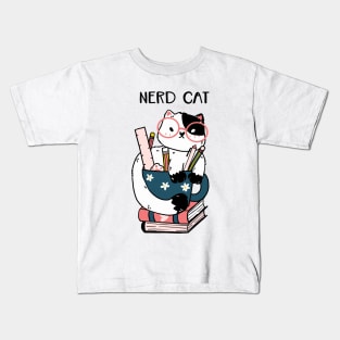 Nerd cat hand drawn Kids T-Shirt